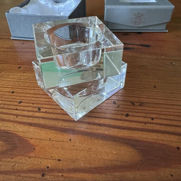 Oleg Cassini Crystal Votive Sedoma Candle Holder Signed Boxed Set Of 2 Units New - Picture 10 of 16